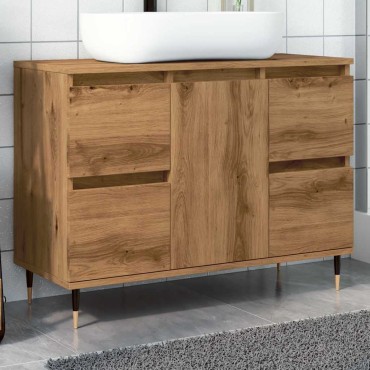 vidaXL Ντουλάπι μπάνιου Δρυς τεχνίτης 80x33x60cm Κατασκευασμένο ξύλο