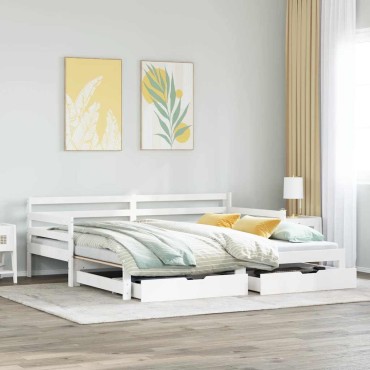 vidaXL Καναπές Κρεβάτι Συρόμενος Χωρίς Στρώμα 90x190cm & Συρτάρια 1 τεμ. - Μονό