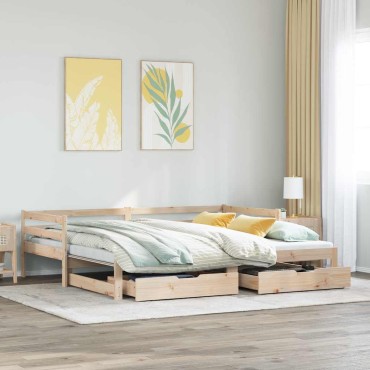 vidaXL Καναπές Κρεβάτι Συρόμενος Χωρίς Στρώμα 80x200 εκ. & Συρτάρια