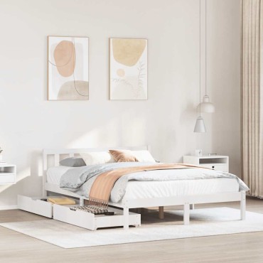 vidaXL Σκελετός Κρεβ. Χωρίς Στρώμα Λευκό 120x190cm Μασίφ Πεύκο 1 τεμ. - Μονό