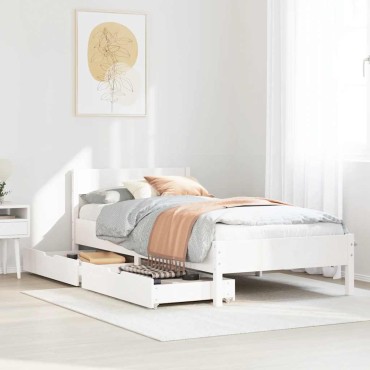 vidaXL Σκελετός Κρεβ. Χωρίς Στρώμα Λευκό 75x190 εκ Μασίφ Πεύκο