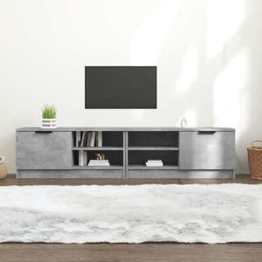 vidaXL Έπιπλα Τηλεόρασης 2 τεμ. Γκρι Σκυρ. 80x35x36,5cm Επεξ. Ξύλο