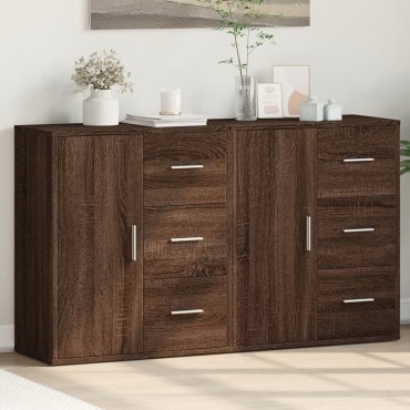 vidaXL Βοηθητικά Ντουλάπια 2 τεμ. Καφέ Δρυς 60x31x70cm Επεξεργ. Ξύλο