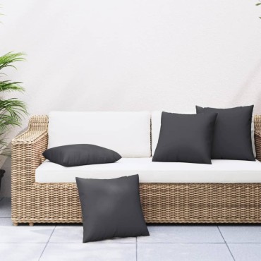 vidaXL Μαξιλάρια Καναπέ 4 τεμ. Μαύρο 50x50cm Υφασμάτινα