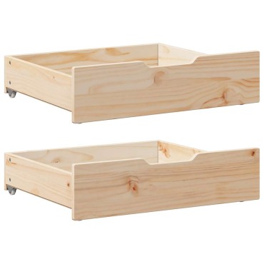 vidaXL Συρτάρια Κρεβατιού με Ροδάκια 2 τεμ. 65x55x17 εκ. Μασίφ Πεύκο