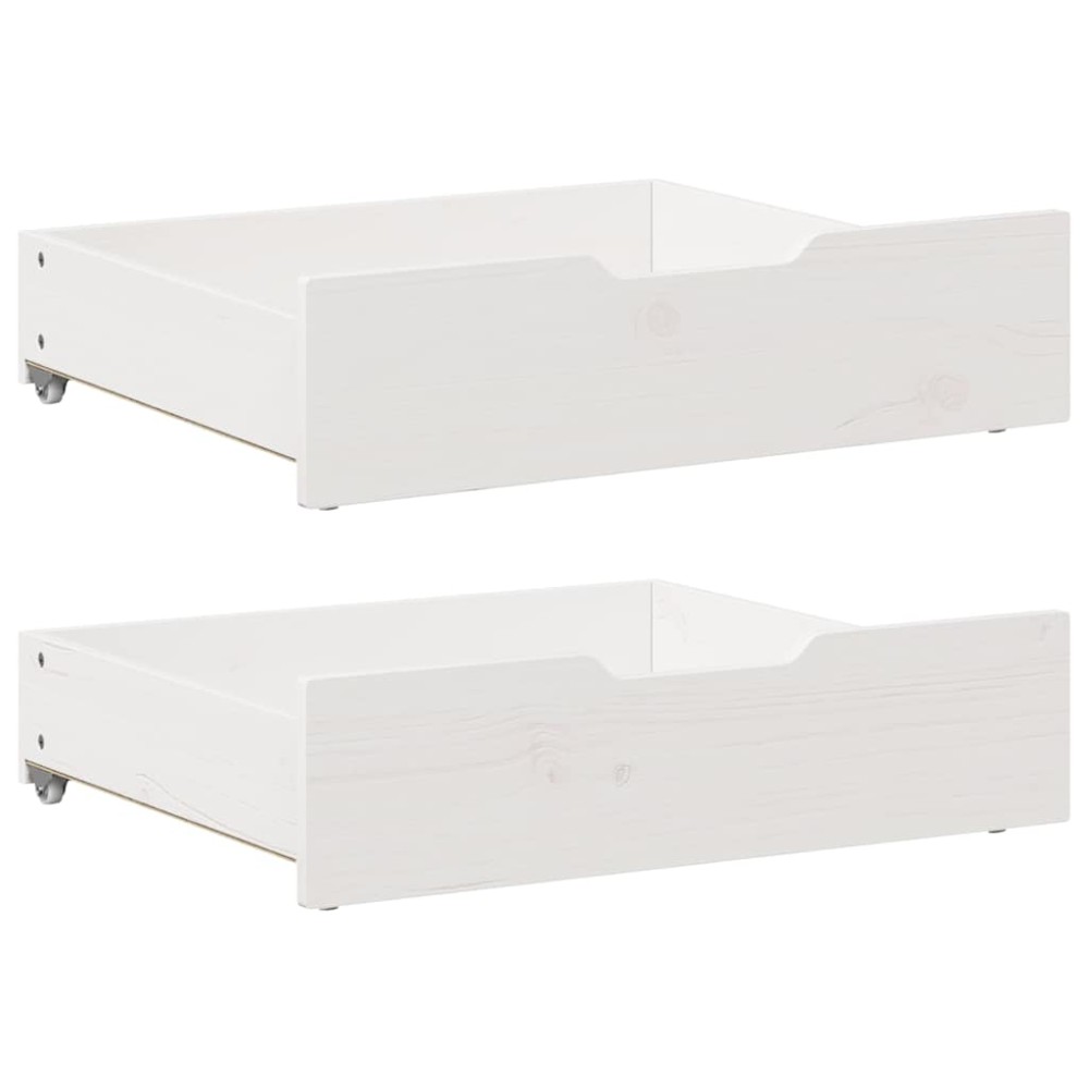 vidaXL Συρτάρια Κρεβατιού 2 τεμ Λευκό 65x55x17 εκ. Μασίφ Ξύλο Πεύκου