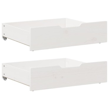 vidaXL Συρτάρια Κρεβατιού 2 τεμ Λευκό 65x55x17 εκ. Μασίφ Ξύλο Πεύκου