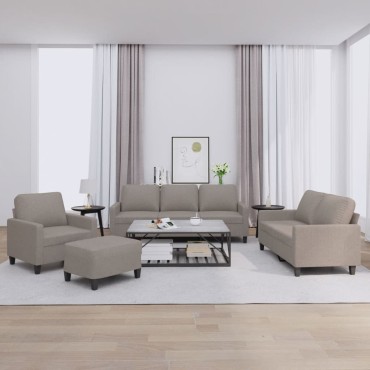 vidaXL Πολυθρόνες Σετ 4 τεμ. Taupe από Ύφασμα με Μαξιλάρια 78x77x80cm  Διθέσιος Τριθέσιος