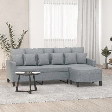 vidaXL Καναπές Τριθέσιος Αν. Γκρι Υφασμάτινος με Υποπόδιο 198x77x80cm 1 τεμ.