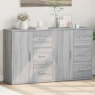 vidaXL Βοηθητικά Ντουλάπια 2 τεμ. Γκρι Sonoma 60x31x70cm Επεξ. Ξύλο
