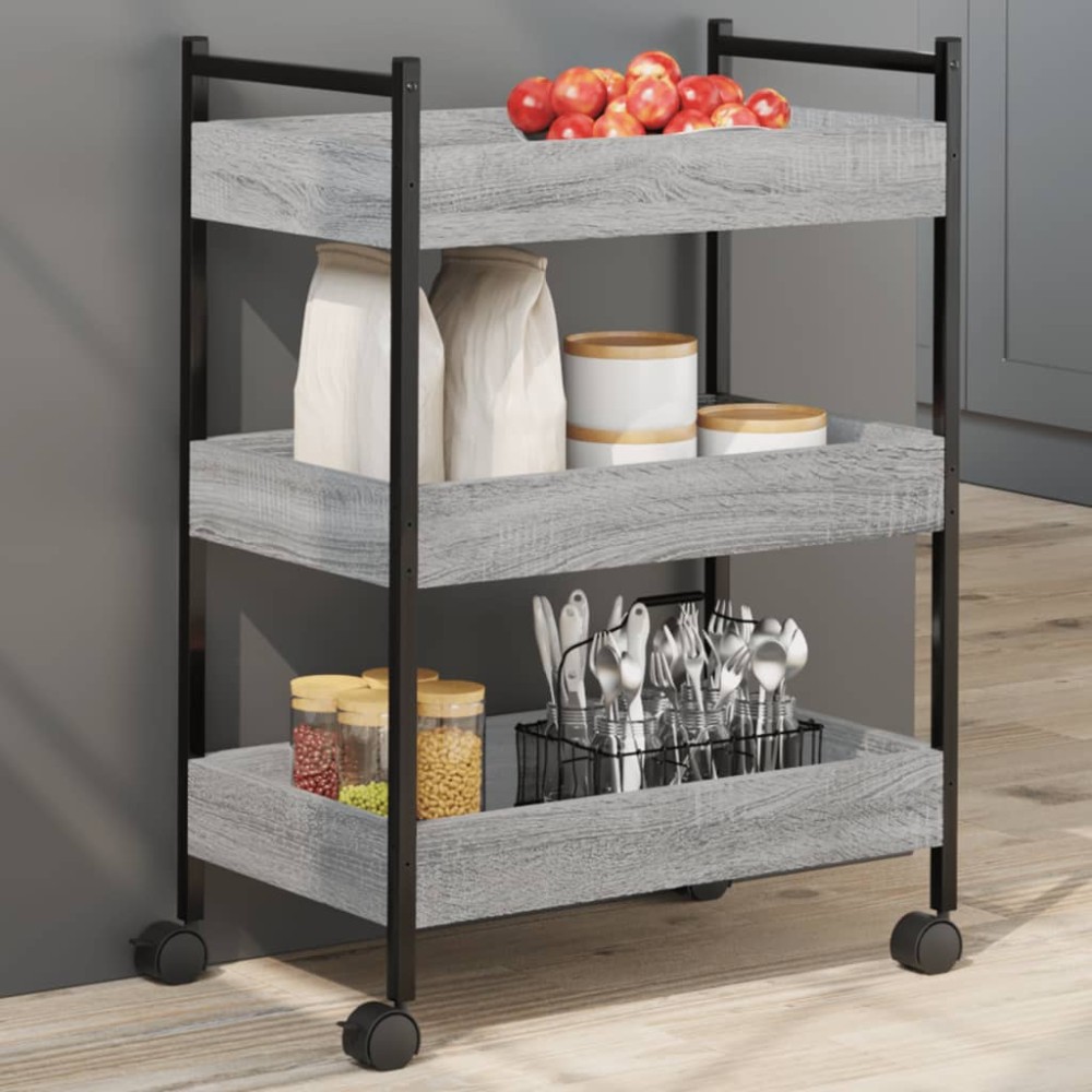 vidaXL Τρόλεϊ Κουζίνας Sonoma Γκρι 50x30x70cm από Επεξεργασμένο Ξύλο 1 τεμ. vidaXL Τρόλεϊ Κουζίνας Sonoma Γκρι 50x30x70cm από Επεξεργασμένο Ξύλο 1 τεμ.