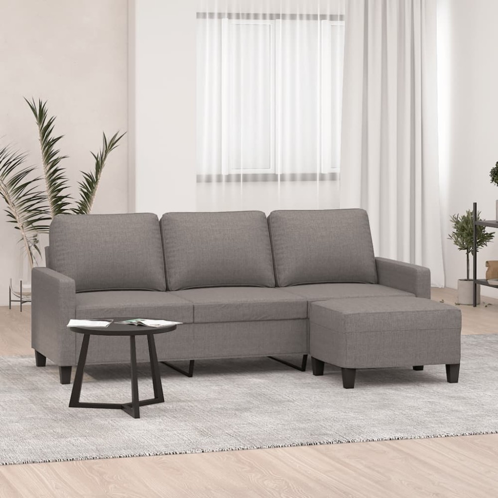 vidaXL Καναπές Τριθέσιος Taupe Υφασμάτινος με Υποπόδιο 198x77x80cm 1 τεμ.