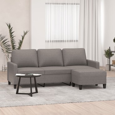 vidaXL Καναπές Τριθέσιος Taupe Υφασμάτινος με Υποπόδιο 198x77x80cm 1 τεμ.
