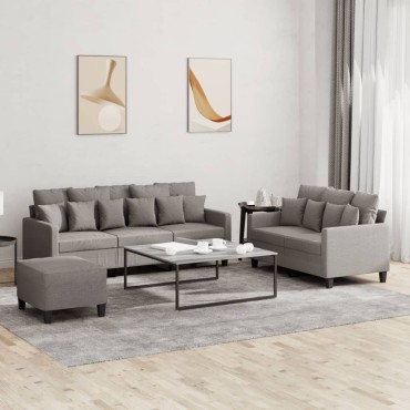vidaXL Πολυθρόνες Σετ 3 τεμ. Taupe από Ύφασμα με Μαξιλάρια 138x77x80cm  Διθέσιος Τριθέσιος