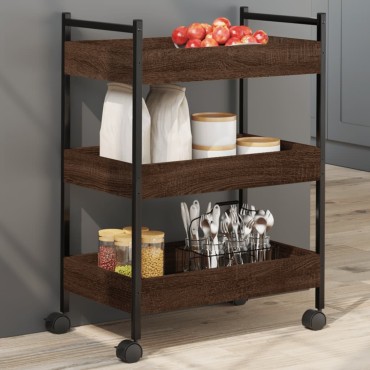 vidaXL Τρόλεϊ Κουζίνας Καφέ Δρυς 50x30x70cm από Επεξεργασμένο Ξύλο 1 τεμ.