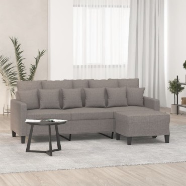 vidaXL Καναπές Τριθέσιος Taupe Υφασμάτινος με Υποπόδιο 198x77x80cm 1 τεμ.