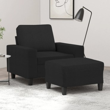 vidaXL Πολυθρόνα Μαύρη Υφασμάτινη με Υποπόδιο 94x77x80cm 1 τεμ. Γωνιακός