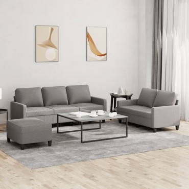 vidaXL Πολυθρόνες Σετ 3 τεμ. Taupe από Ύφασμα με Μαξιλάρια 138x77x80cm  Διθέσιος Τριθέσιος