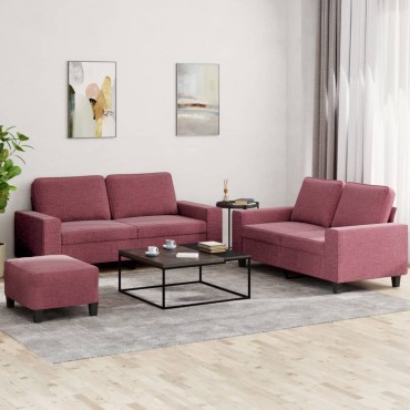 vidaXL Σετ Σαλονιού 3 τεμ. μπορντό Υφασμάτινο 154x77x80cm  Διθέσιος