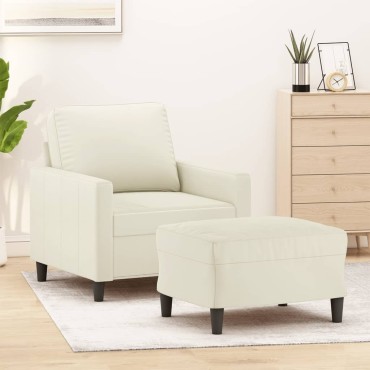 vidaXL Πολυθρόνα Κρεμ Βελούδινη με Υποπόδιο 78x77x80cm 1 τεμ. Γωνιακός