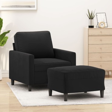 vidaXL Πολυθρόνα Μαύρη Βελούδινη με Υποπόδιο 78x77x80cm 1 τεμ. Γωνιακός
