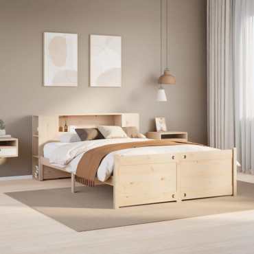 vidaXL Κρεβάτι Βιβλιοθήκη Χωρίς Στρώμα 120x200cm Μασίφ Ξύλο Πεύκο 1 τεμ. - Μονό