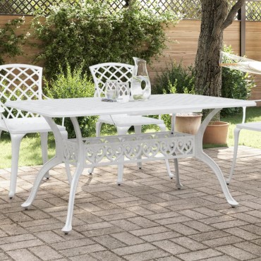 vidaXL Τραπέζι Κήπου Λευκό 150x90x72cm από Χυτό Αλουμίνιο 1 τεμ.