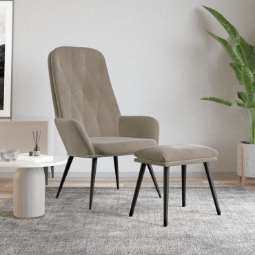 vidaXL Πολυθρόνα Relax με Υποπόδιο Ανοιχτό Γκρι Βελούδινη 70x77x98cm 1 τεμ.