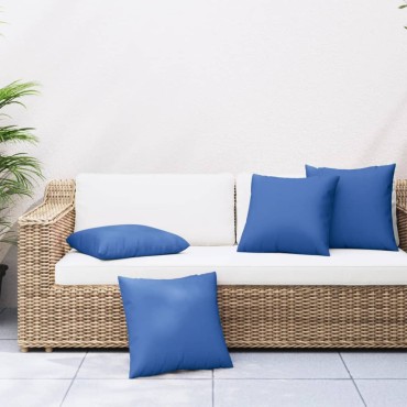 vidaXL Μαξιλάρια Καναπέ 4 τεμ. Μπλε Ρουά 50x50cm Υφασμάτινα