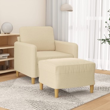 vidaXL Πολυθρόνα Κρεμ Υφασμάτινη με Υποπόδιο 78x77x80cm 1 τεμ. Γωνιακός