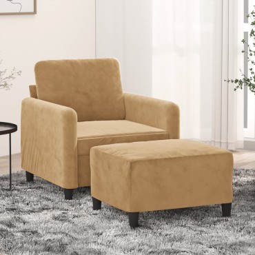 vidaXL Πολυθρόνα Καφέ Βελούδινη με Υποπόδιο 78x77x80cm 1 τεμ. Γωνιακός