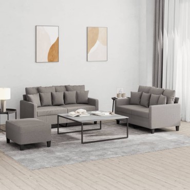 vidaXL Πολυθρόνες Σετ 3 τεμ. Taupe από Ύφασμα με Μαξιλάρια 138x77x80cm  Διθέσιος