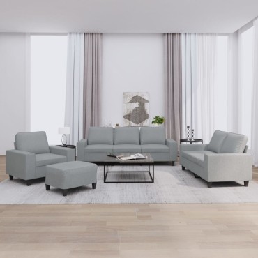 vidaXL Σετ Σαλονιού 4 τεμ. Αν. Γκρι Υφασμάτινο 94x77x80cm  Διθέσιος Τριθέσιος