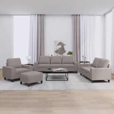 vidaXL Σετ Καναπέ 4 τεμ. Taupe Υφασμάτινο 94x77x80cm  Διθέσιος Τριθέσιος
