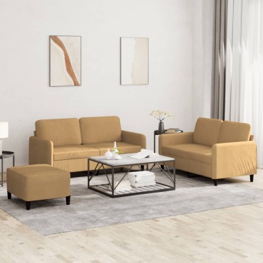 vidaXL Σαλόνι Σετ 3 τεμ. Καφέ από Βελούδο 138x77x80cm  Διθέσιος
