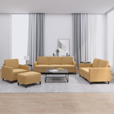 vidaXL Σαλόνι Σετ 4 τεμ. Καφέ από Βελούδο 78x77x80cm  Διθέσιος Τριθέσιος