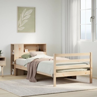 vidaXL Κρεβάτι Βιβλιοθήκη Χωρίς Στρώμα 75x190 εκ Μασίφ Ξύλο Πεύκο