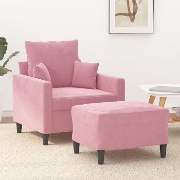 vidaXL Πολυθρόνα Ροζ Βελούδινη με Υποπόδιο 78x77x80cm 1 τεμ. Γωνιακός