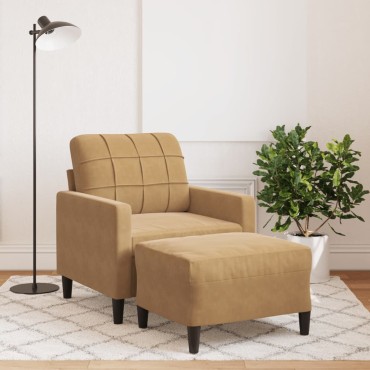 vidaXL Πολυθρόνα Καφέ Βελούδινη με Υποπόδιο 77x77x80cm 1 τεμ. Γωνιακός