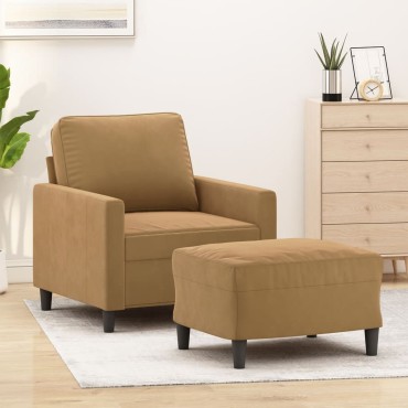 vidaXL Πολυθρόνα Καφέ Βελούδινη με Υποπόδιο 78x77x80cm 1 τεμ. Γωνιακός