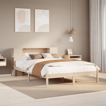vidaXL Κρεβάτι Βιβλιοθήκη Χωρίς Στρώμα 120x190cm Μασίφ Ξύλο Πεύκου 1 τεμ. - Μονό