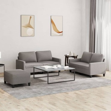 vidaXL Πολυθρόνες Σετ 3 τεμ. Taupe από Ύφασμα με Μαξιλάρια 138x77x80cm  Διθέσιος