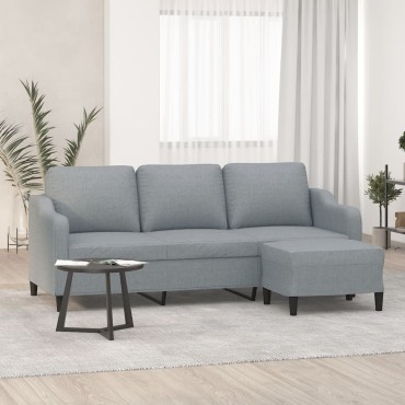 vidaXL Καναπές Τριθέσιος Αν. Γκρι Υφασμάτινος με Υποπόδιο 198x77x80cm 1 τεμ.