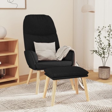 vidaXL Πολυθρόνα Relax Μαύρη Υφασμάτινη με Σκαμπό 70x77x98cm 1 τεμ.