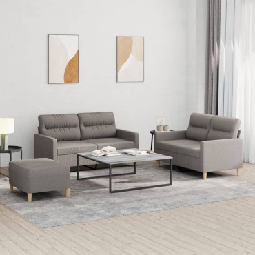 vidaXL Πολυθρόνες Σετ 3 τεμ. Taupe από Ύφασμα με Μαξιλάρια 138x77x80cm  Διθέσιος