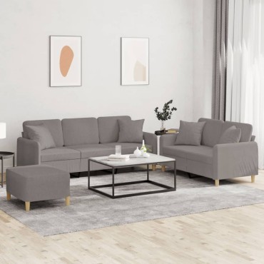 vidaXL Σετ Σαλονιού 3 τεμ. Taupe από Ύφασμα 138x77x80cm  Διθέσιος Τριθέσιος