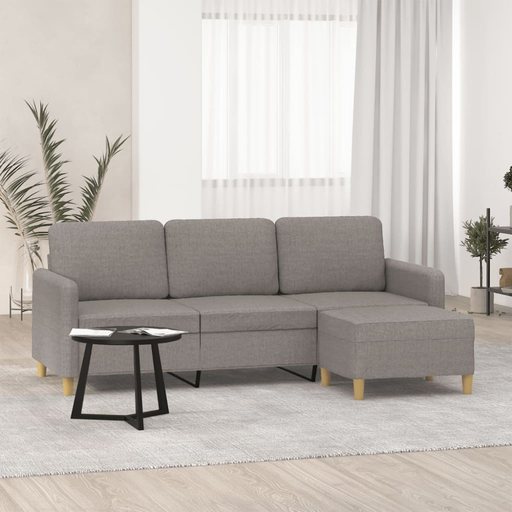 vidaXL Καναπές Τριθέσιος Taupe Υφασμάτινος με Υποπόδιο 198x77x80cm 1 τεμ.