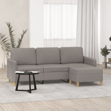vidaXL Καναπές Τριθέσιος Taupe Υφασμάτινος με Υποπόδιο 198x77x80cm 1 τεμ.