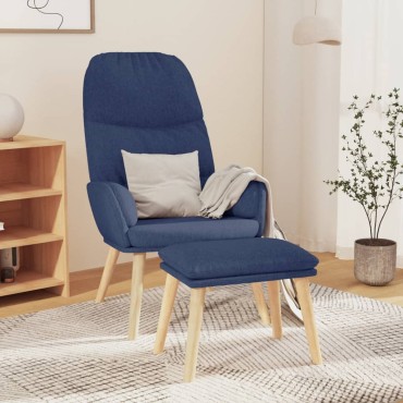 vidaXL Πολυθρόνα Relax Μπλε Υφασμάτινη με Σκαμπό 70x77x98cm 1 τεμ.