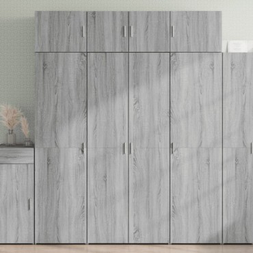 vidaXL Ραφιέρα με Ντουλάπια Γκρι Sonoma 80x42,5x225cm Επεξ. Ξύλο 1 τεμ.